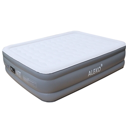 All Purpose Air Mattress with Flocked Oval Top and Built-In Pump - Queen Size - ALEKO