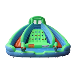 Island Water Slide Bounce House with Climbing Wall and Blower - ALEKO