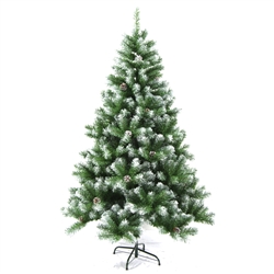 Snow Dusted Artificial Indoor Christmas Holiday Tree with Pine Cones - 8 Foot  - ALEKO