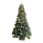 Pre-Lit Artificial Christmas Tree with Pine Cones - 8 Foot - ALEKO