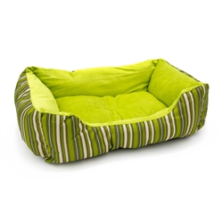 ALEKO&reg; PB06STGR 20 X 16 X 6 Inch (51 X 41 X 15 cm) Soft Plush Pet Cushion Crate Bed, Green Stripes