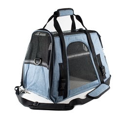 Portable Heavy Duty Pet Travel Shoulder Carrier Bag - Blue and Black - ALEKO