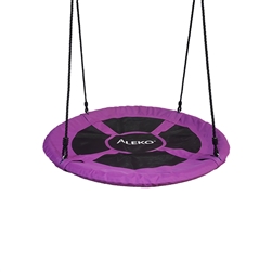 Outdoor Saucer Platform Swing with Adjustable Hanging Ropes - 40 Inches- Purple - ALEKO