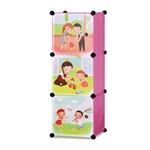 ALEKO SCAB01PK Whimsical Children's 3 Level Collapsible Play Time Themed Multipurpose Storage Organizer Cubes in Pink