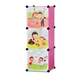 ALEKO SCAB01PK Whimsical Children's 3 Level Collapsible Play Time Themed Multipurpose Storage Organizer Cubes in Pink